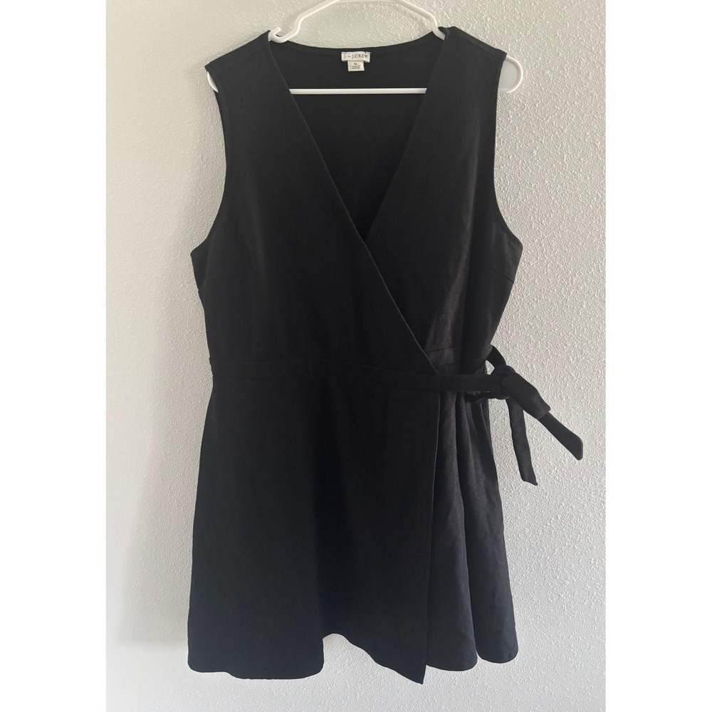 J Crew Wrap Dress‎ Womens XL Black Mini Minimalist Capsule Career Classy